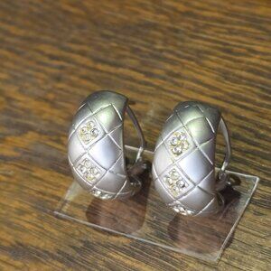 Matte-finish silvertone earrings w/ crystals.